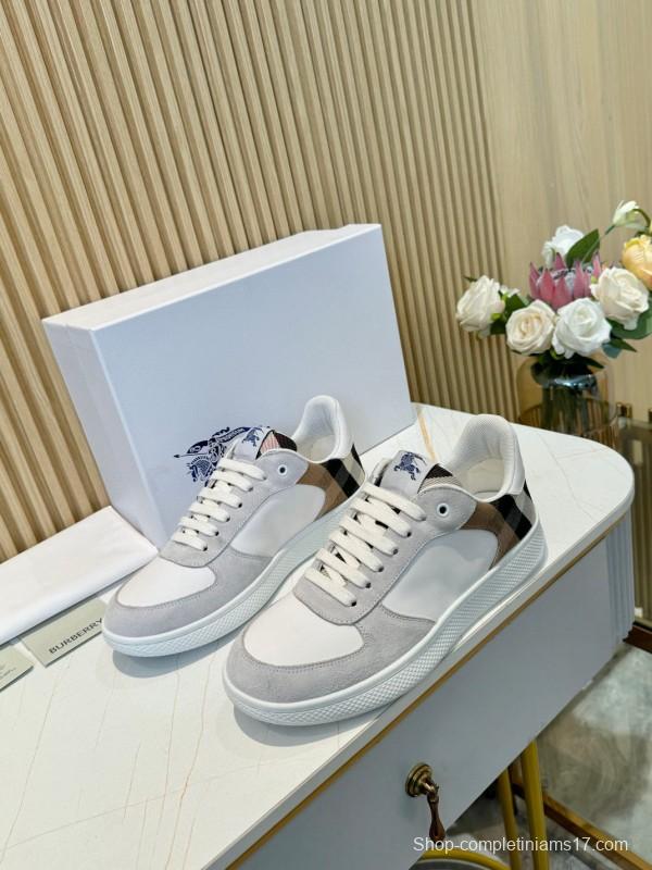 2024 Men Burberry White Beige Classic Cotton Casual Shoes MJ00320
