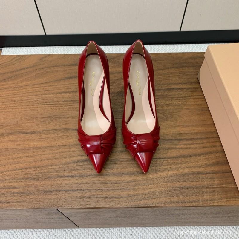 2025 Women Gianvito Rossi Red Calf Leather Pumps KFY00300