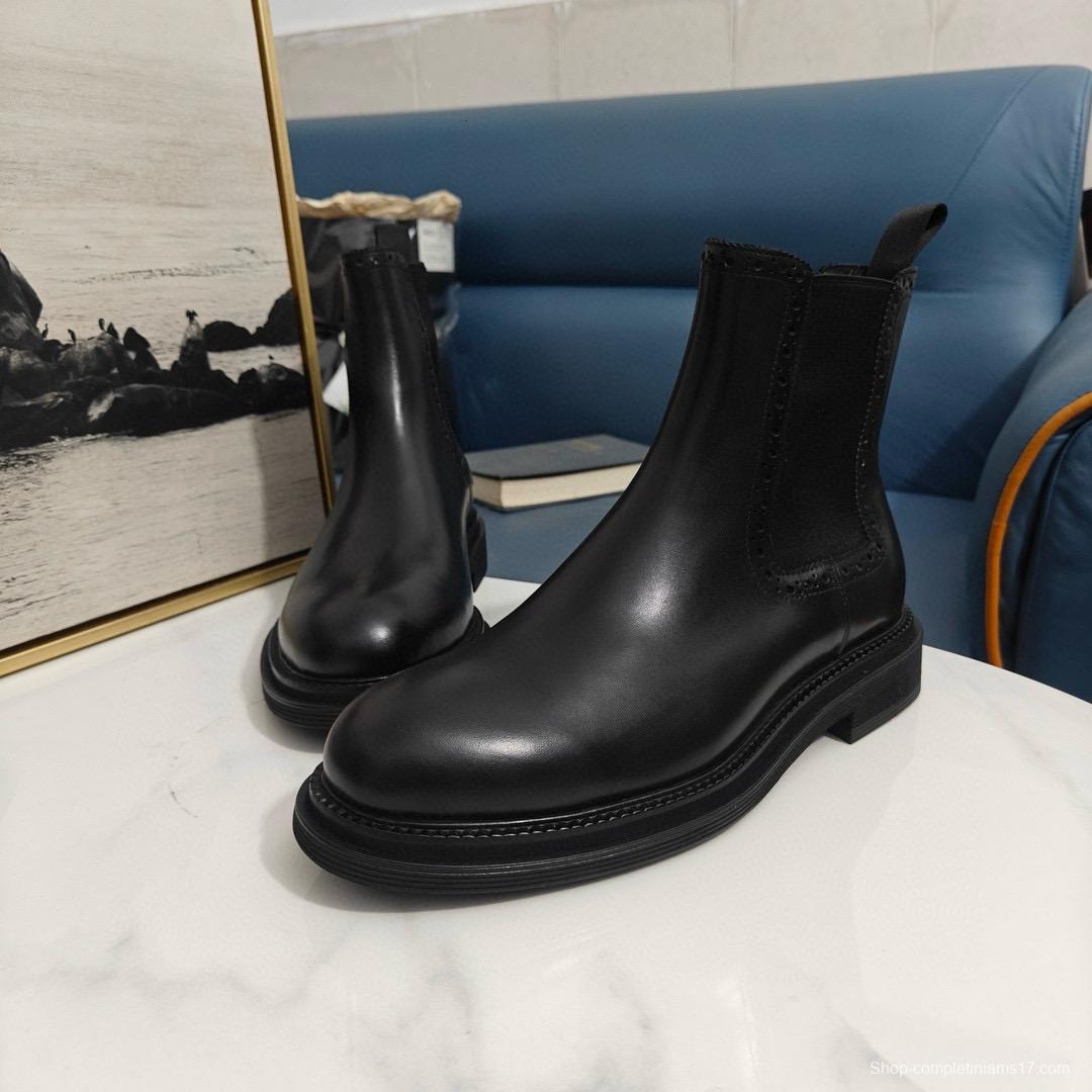 2024 Men Dolce & Gabbana Black Leather Chelsea Boots