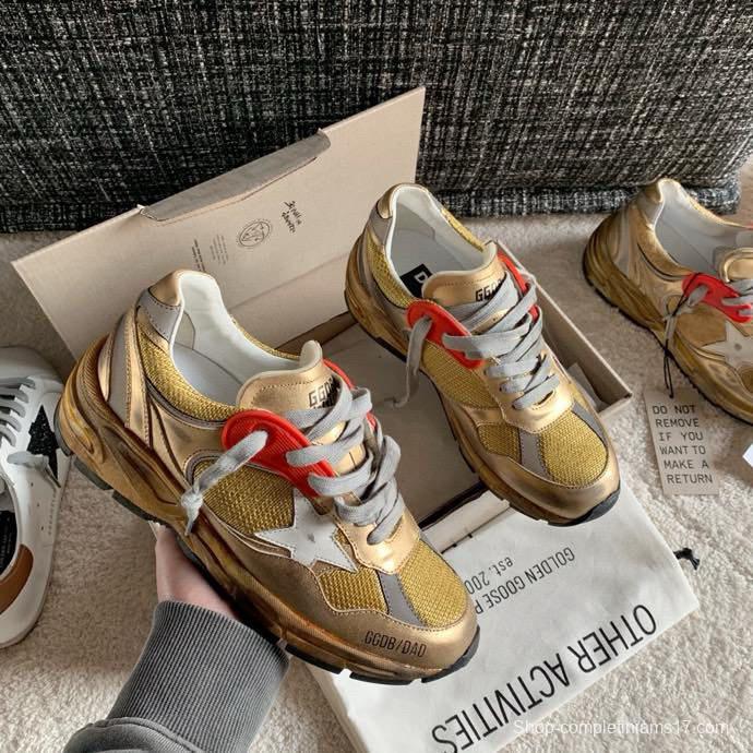 2024 Unisex GGDB Beige Grey Red Leather Mesh Sneakers