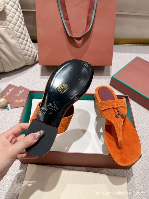 2025 LP Orange Suede Slippers LY00250