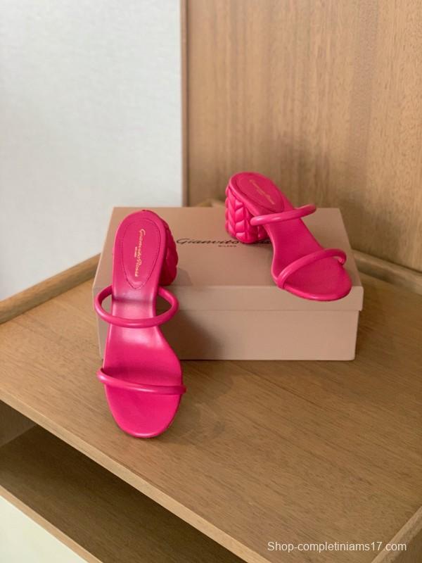 2025 Women Gianvito Rossi Pink Leather Sandals KFY00260