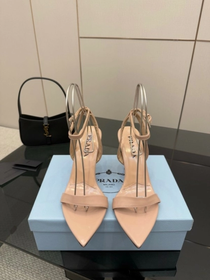 2025 Women Prada Nude Leather Sandals