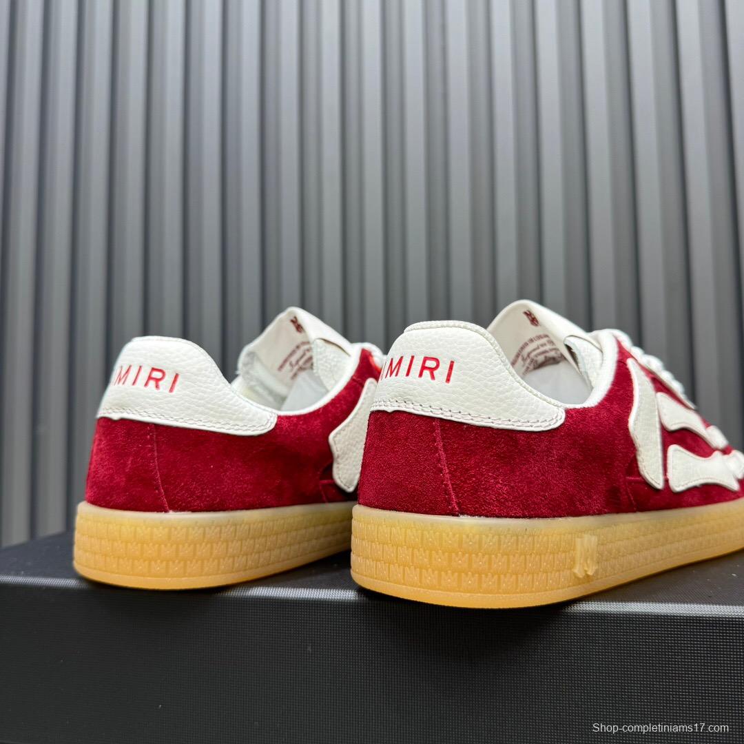 2025 Unisex Amiri Red White Suede Leather Sneakers Skeleton Pattern LY00280