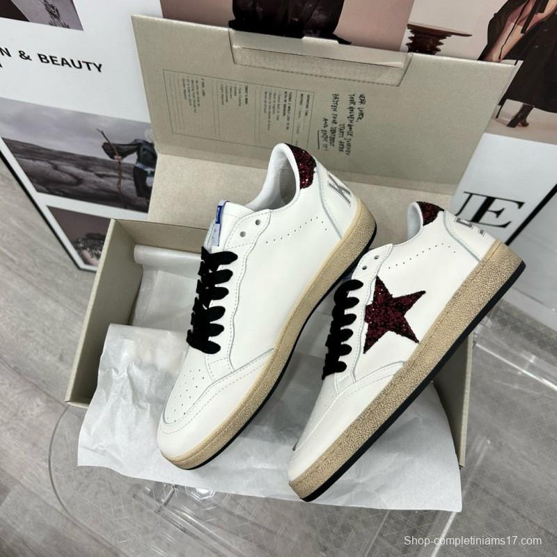 2024 Unisex GGDB White Burgundy Leather Sneakers MJ00260