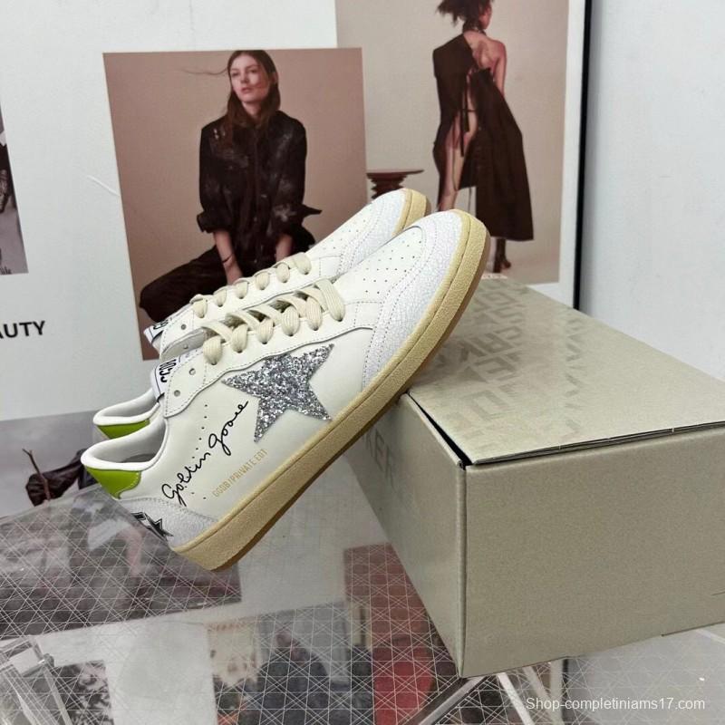 2024 Unisex GGDB White Silver Glitter Leather Sneakers MJ00260