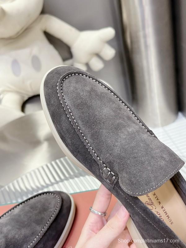 2024 Unisex Le Parmentier Grey Suede Loafers MJ00270