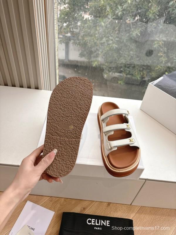 2025 CELINE White Leather Sandals