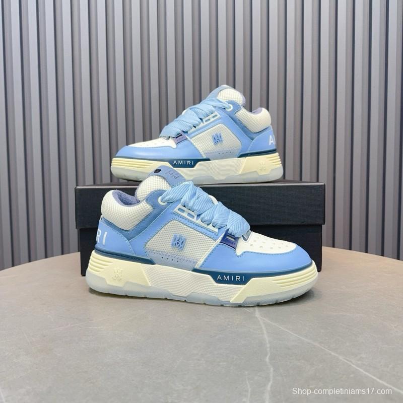 2024 Unisex Amiri Blue White Mesh Leather Sneakers MJ00360