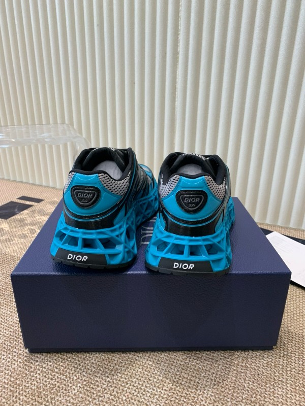 2024 Unisex Dior Blue Black Leather Mesh Sneakers