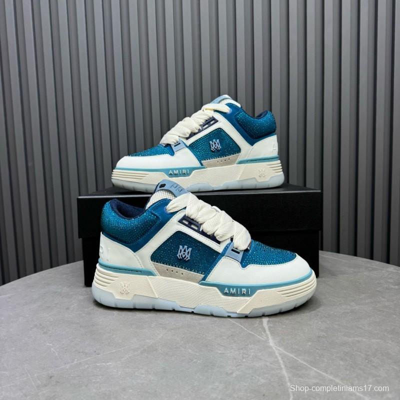 2024 Unisex Amiri Blue White Leather Mesh Sneakers MJ00410