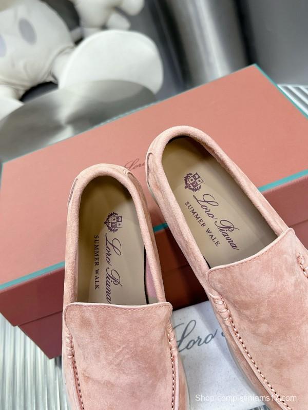 2024 Women Le Parmentier Pink Suede Loafers
