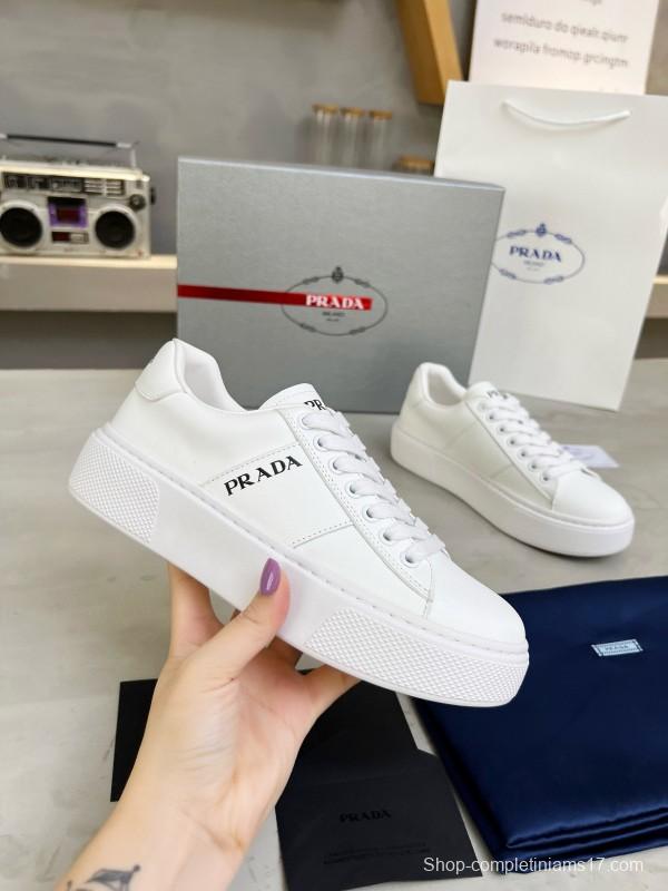 2024 Unisex Prada White Leather Sneakers MJ00310