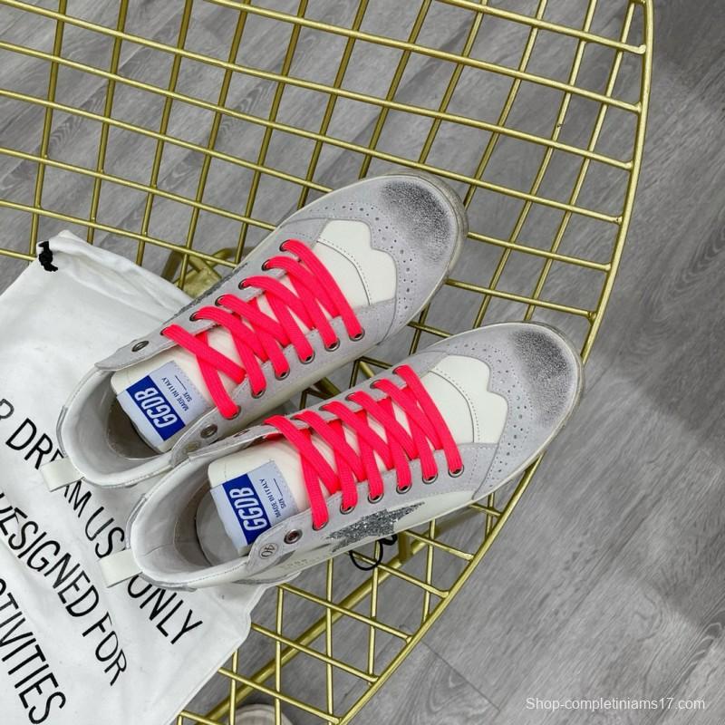 2024 Unisex GGDB White Silver Glitter Leather High Top Sneakers MJ00300