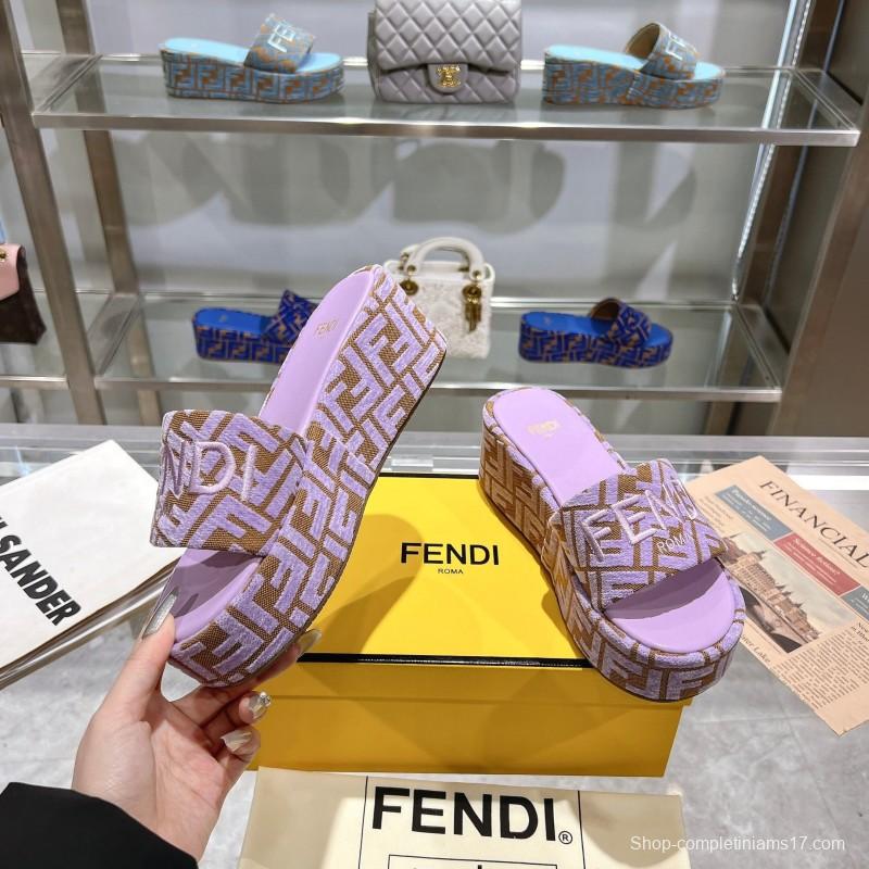 2025 Fendi Pink Canvas Slippers KFY00240