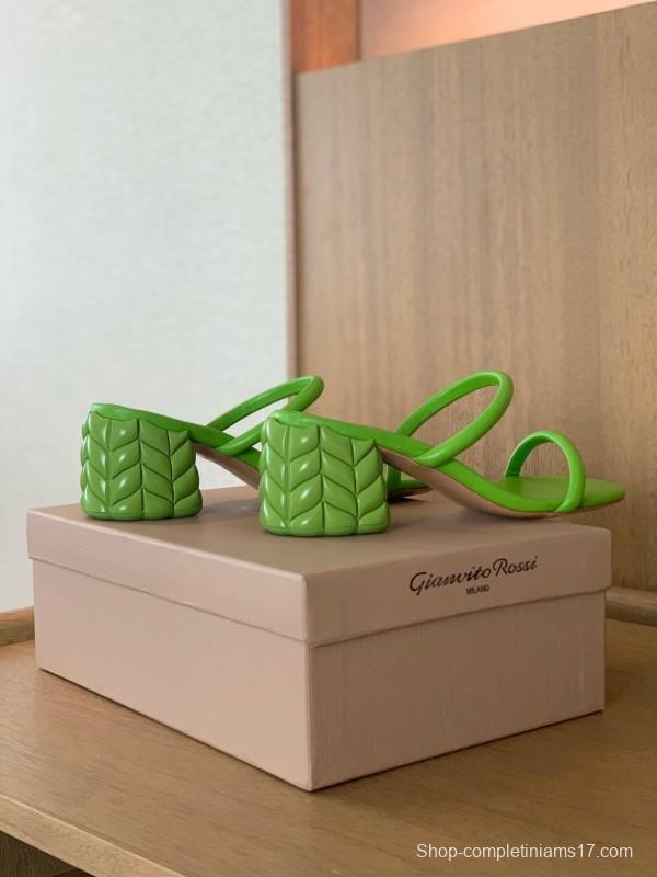 2025 Women Gianvito Rossi Green Leather Slippers