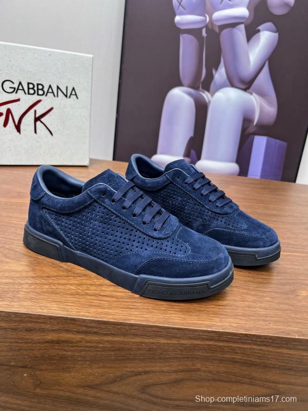 2025 Men Dolce & Gabbana Navy Suede Sneakers LY00280