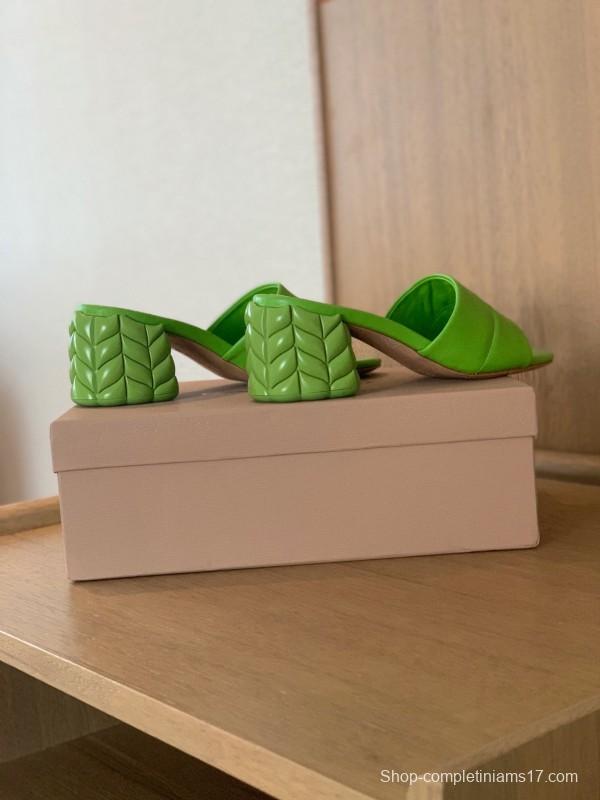 2025 Women Gianvito Rossi Green Leather Slippers KFY00260