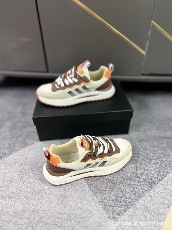 2024 Unisex Armani Beige Brown Pink Leather Mesh Casual Shoes MJ00230