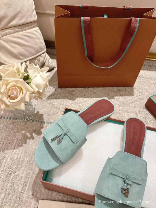 2025 Women LP Light Blue Suede Slippers LY00270