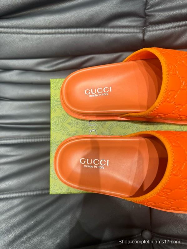 2024 Slippers Gucci Orange Rubber Slippers MJ00200