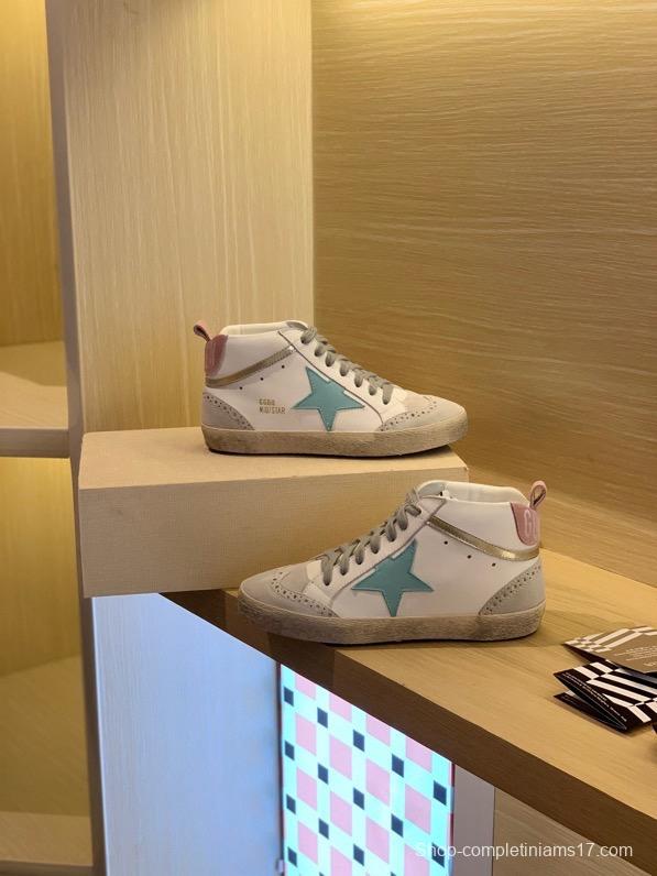 2024 Unisex GGDB White Blue Suede Leather High Top Sneakers MJ00300