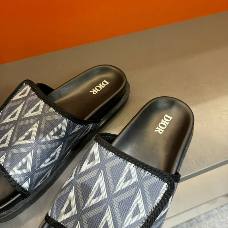 2024 Dior Black Gray Canvas Slippers MJ00180