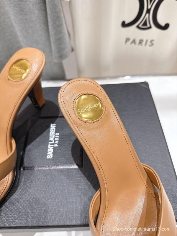 2025 Women Yves Saint Laurent Beige Leather High Heels