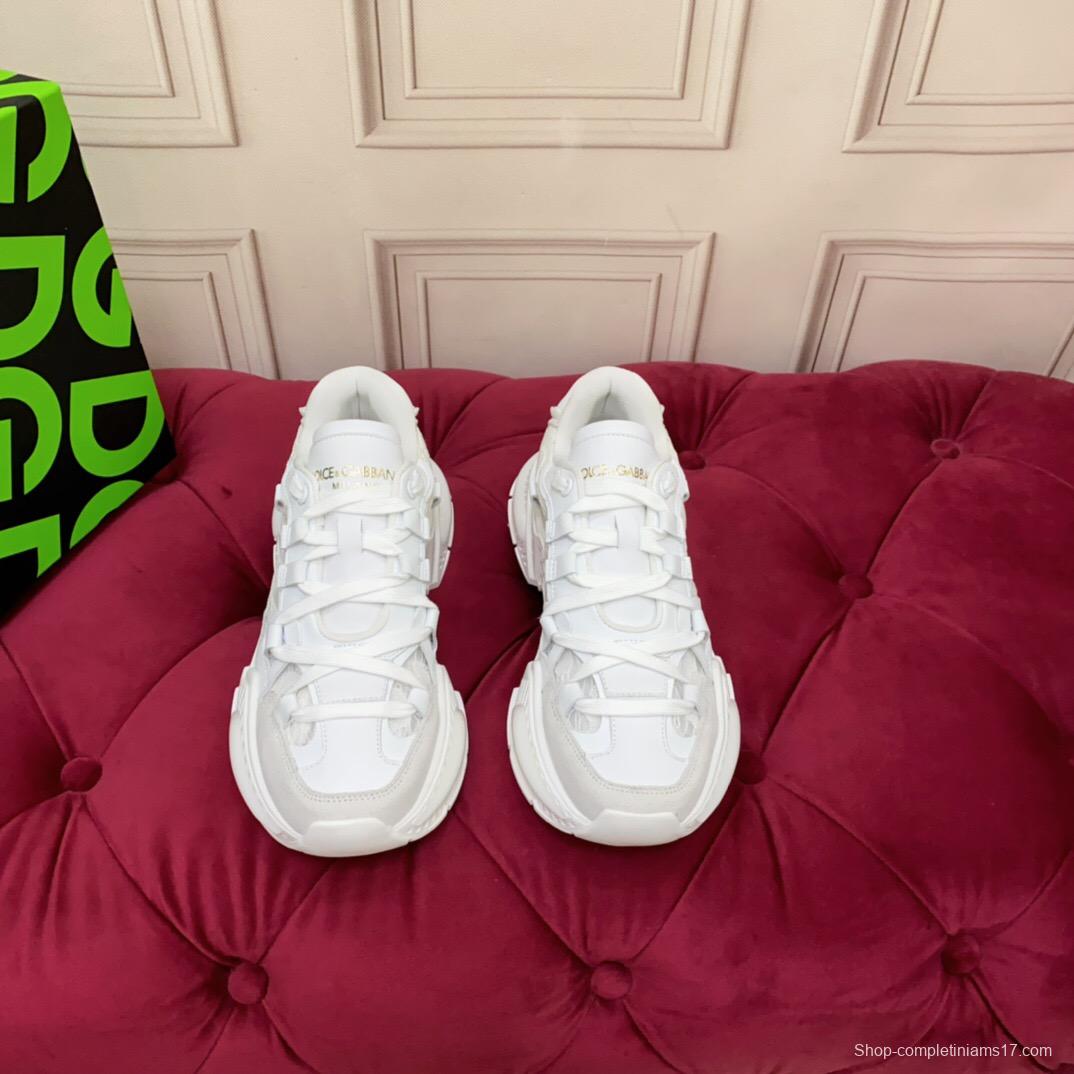 2025 Women Dolce & Gabbana White Mesh Leather Sneakers LY00340