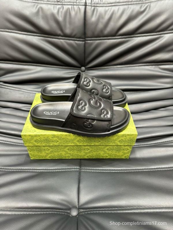 2024 GUCCI Black Leather Slippers MJ00200
