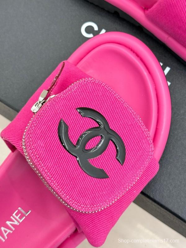 2025 Slippers Chanel Pink Fabric Slippers