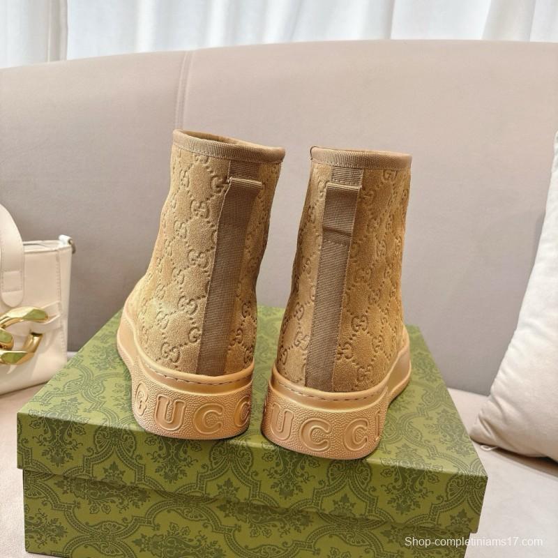 2024 Women Gucci Beige Suede Snow Boots MG00350
