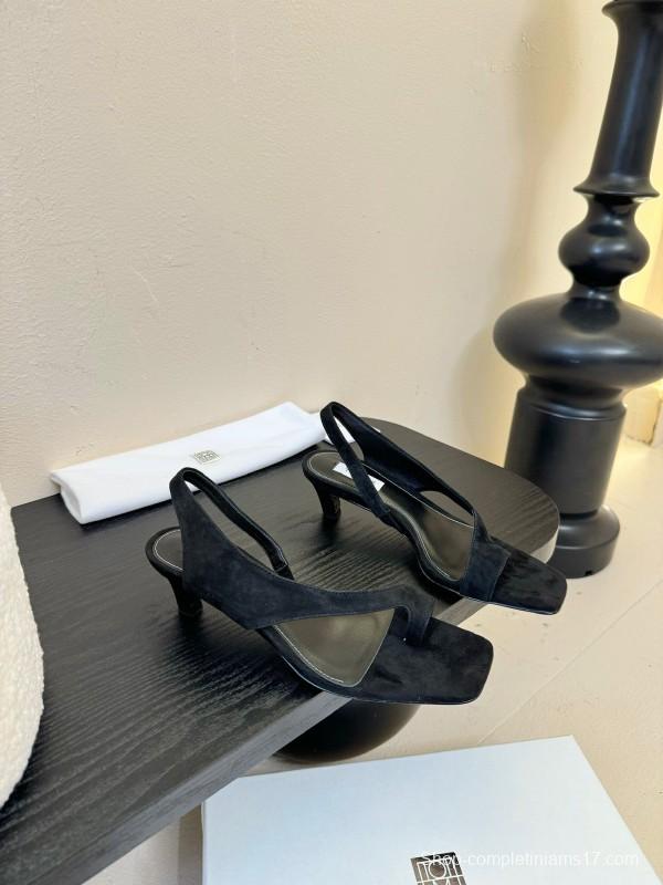 2025 Women Toteme Black Suede Slingback Sandals