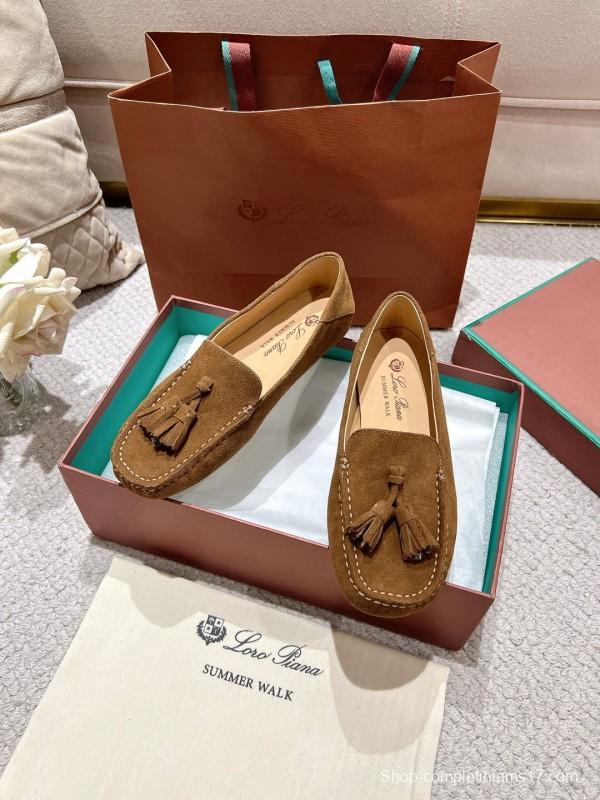 2025 Women LP Brown Suede Loafers Tassel LY00291