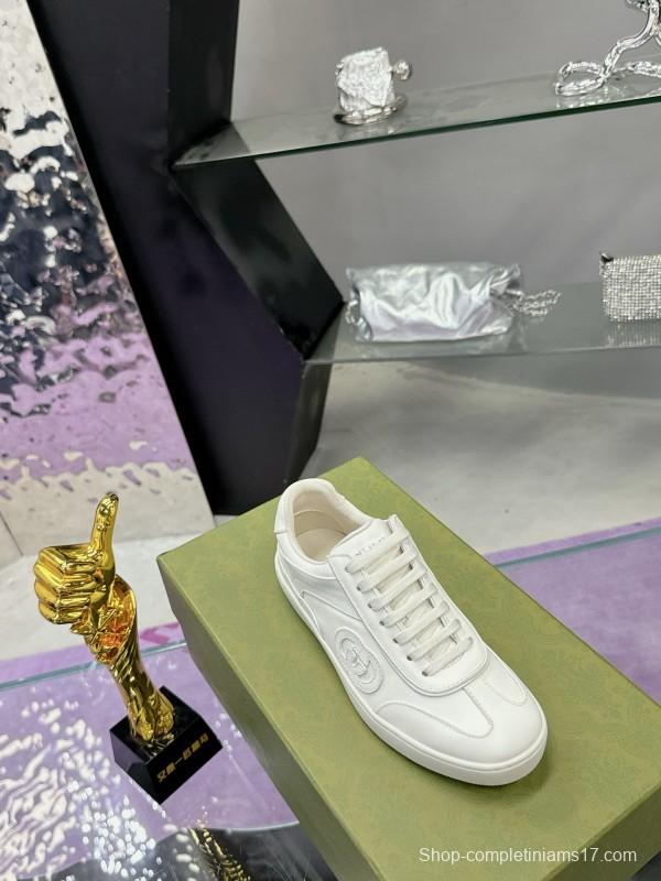 2024 Unisex Gucci White Leather Suede Sneakers MJ00310