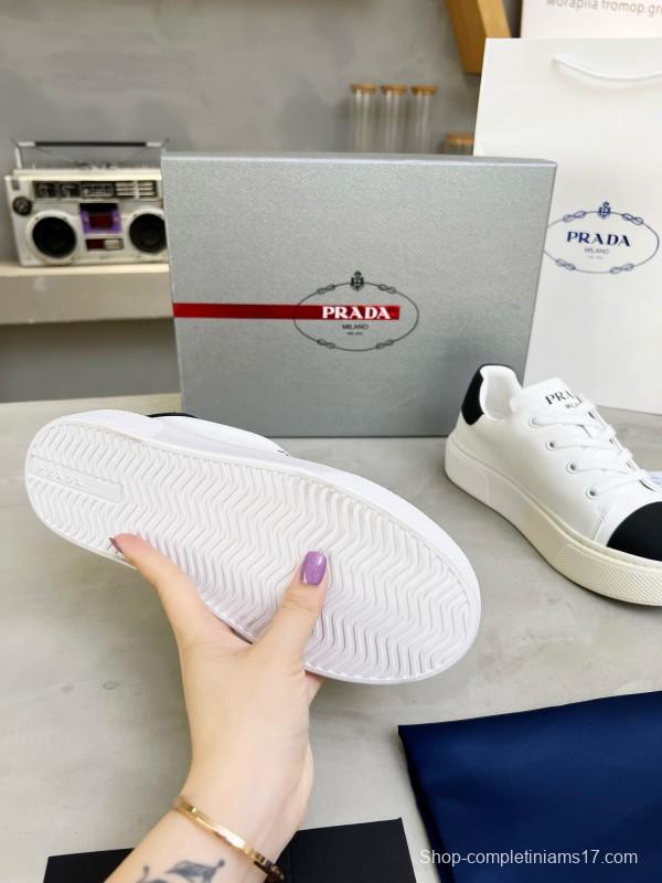 2024 Unisex Prada White Black Leather Sneakers MJ00310