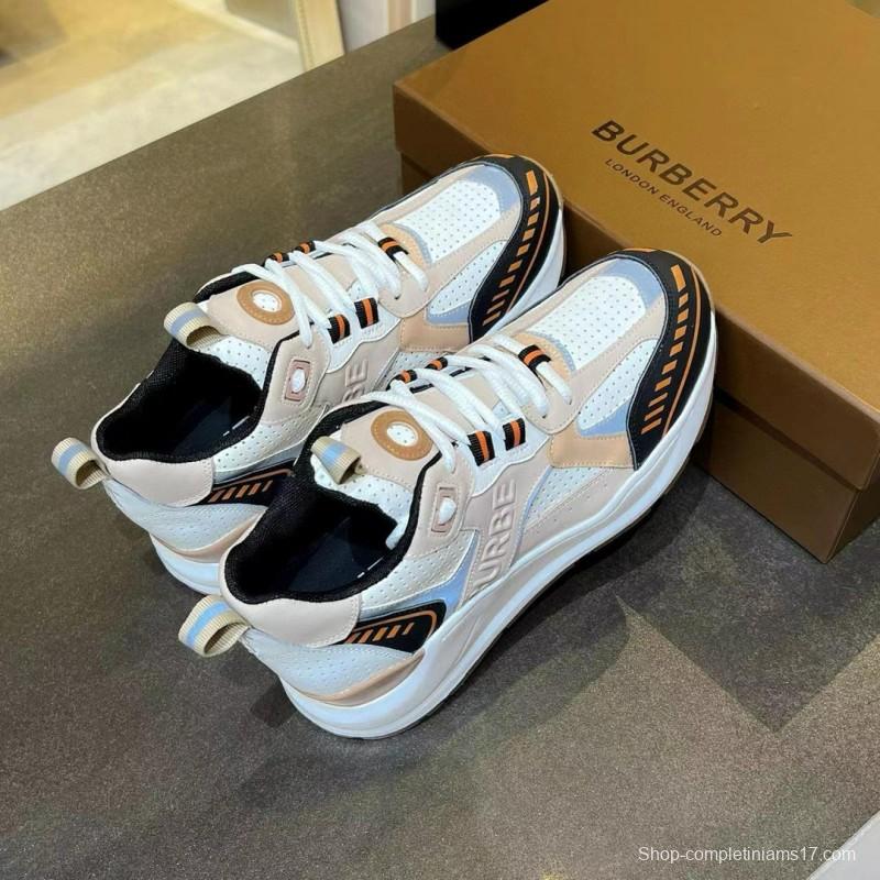 2025 Unisex Burberry Beige White Black Leather Suede Mesh Chunky Sneakers MJ00380(F/W)