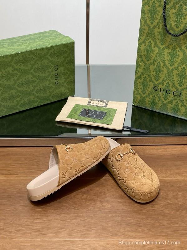 2024 Slippers Gucci Beige Suede Slippers MJ00280