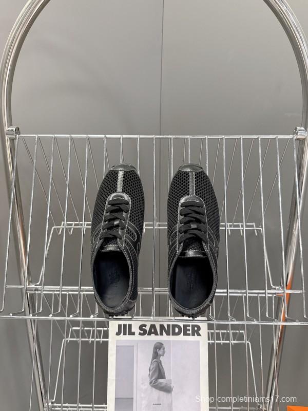 2025 Women Hermès Black Mesh Leather Trainers KFY00250