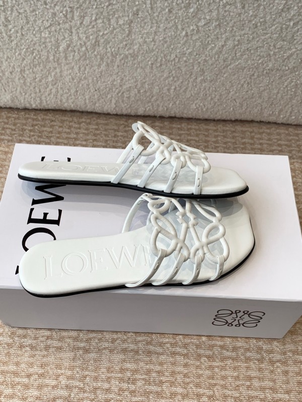 2025 Loewe White Leather Slippers