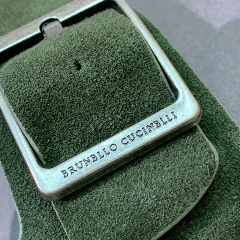 2025 Unisex Brunello Cucinelli Green Suede Leather Slippers KFY00250