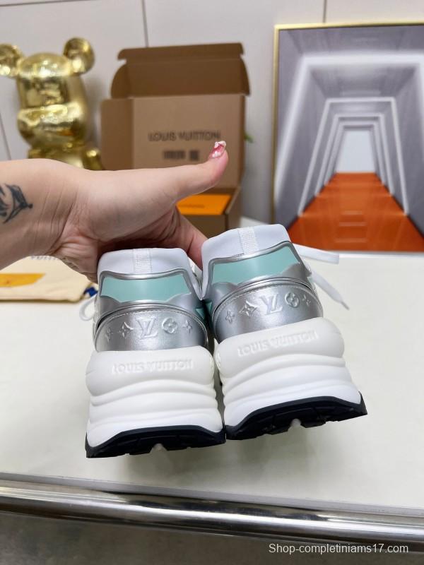 2025 Women Louis Vuitton White Black Mint Leather Mesh Sneakers LY00340
