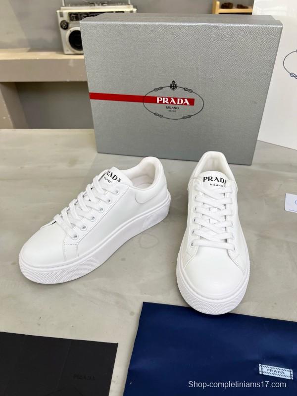 2024 Unisex Prada White Leather Sneakers MJ00310