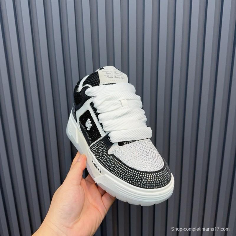 2024 Unisex Amiri Black White Mesh Leather Sneakers MJ00410