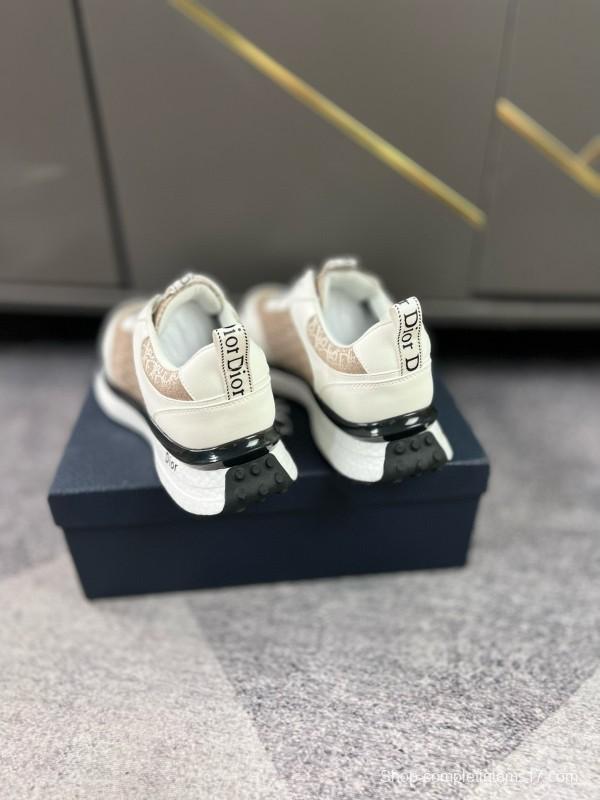 2024 Unisex Dior Beige White Fabric Leather Sneakers MJ00270