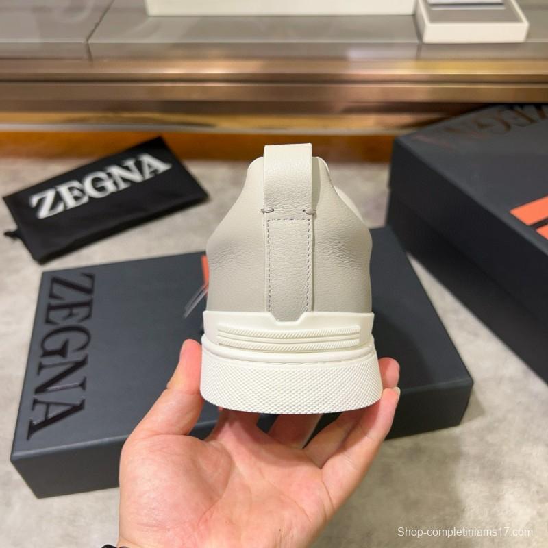 2024 Men Ermenegildo Zegna White Leather Sneakers MJ00280