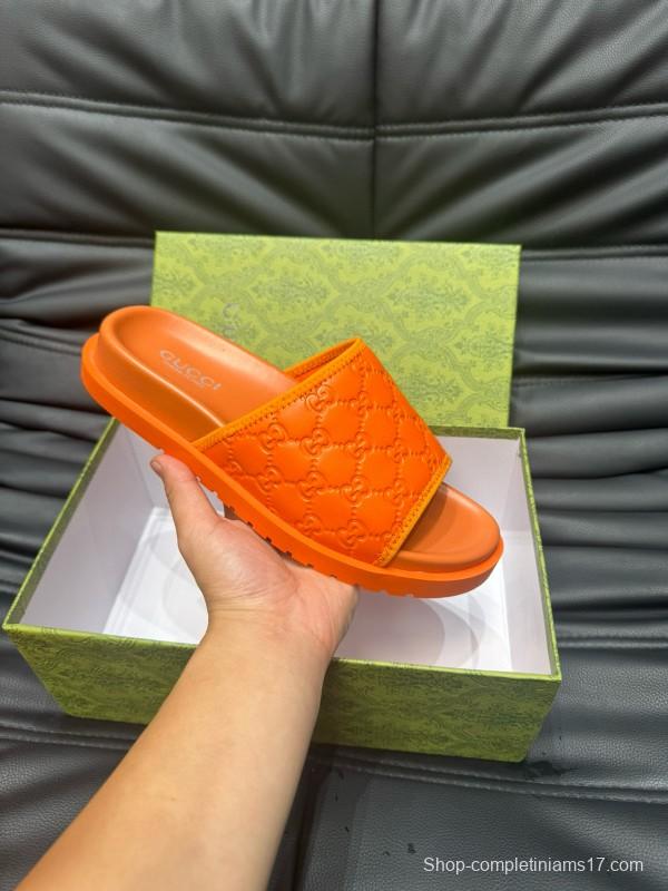 2024 Slippers Gucci Orange Rubber Slippers MJ00200