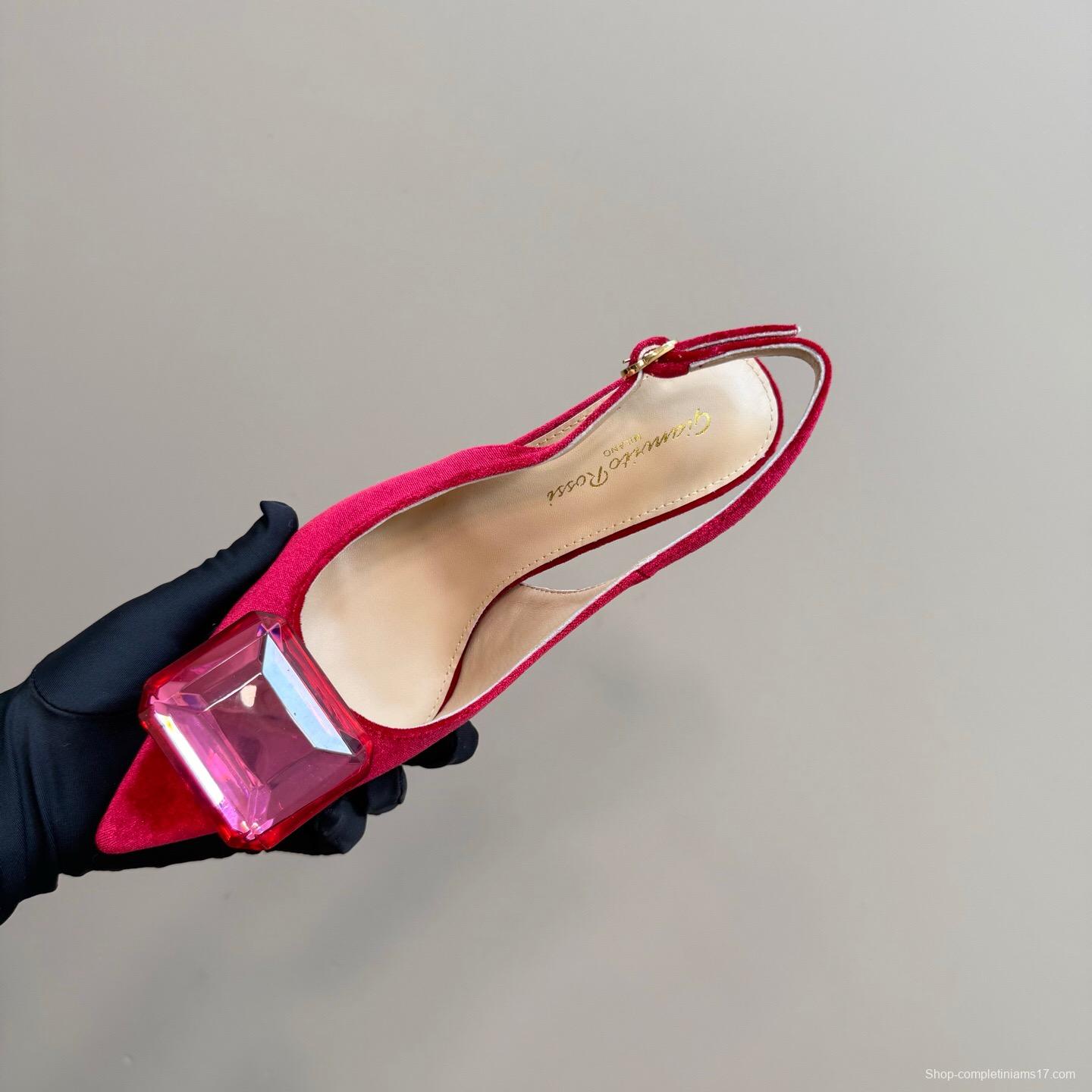 2025 Women Gianvito Rossi Red Velvet Slingback Pumps KFY00300