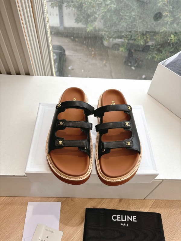 2025 CELINE Black Leather Slippers