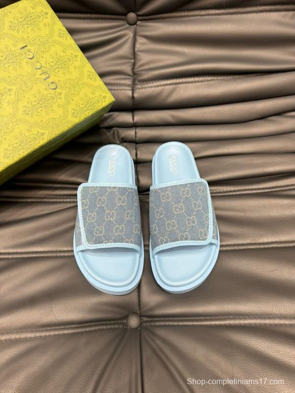 2024 Gucci blue fabric slippers MJ00200